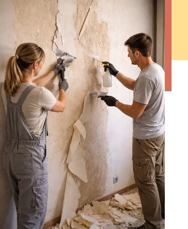 Снятие старых обоев в Партизанске от 5635 руб. под ключ недорого | ОТДЕЛОЧНИК-Прт