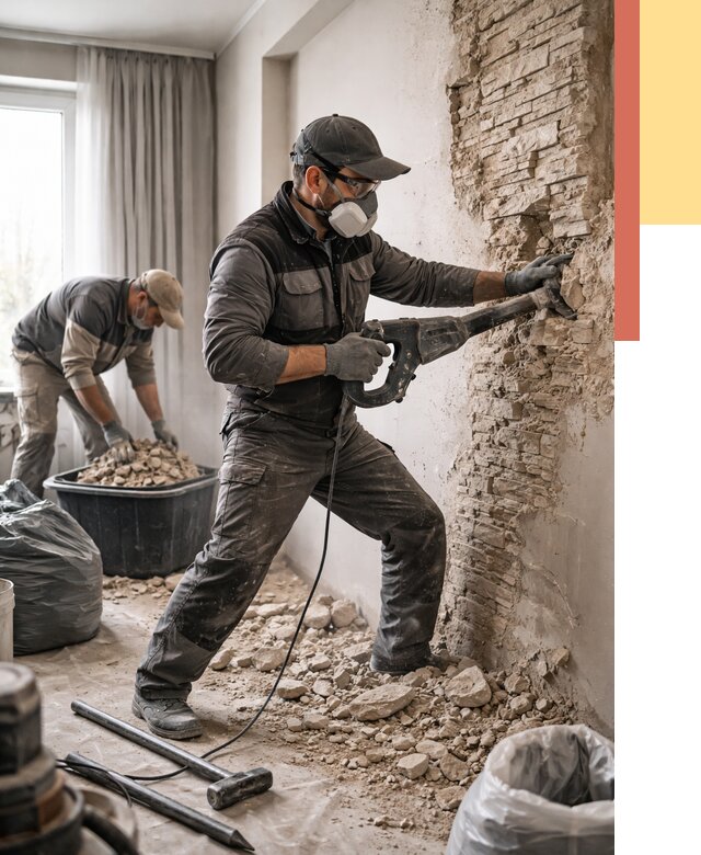 Демонтаж декоративного камня в Партизанске от 1556 руб/м² — быстро и недорого | ОТДЕЛОЧНИК-Прт