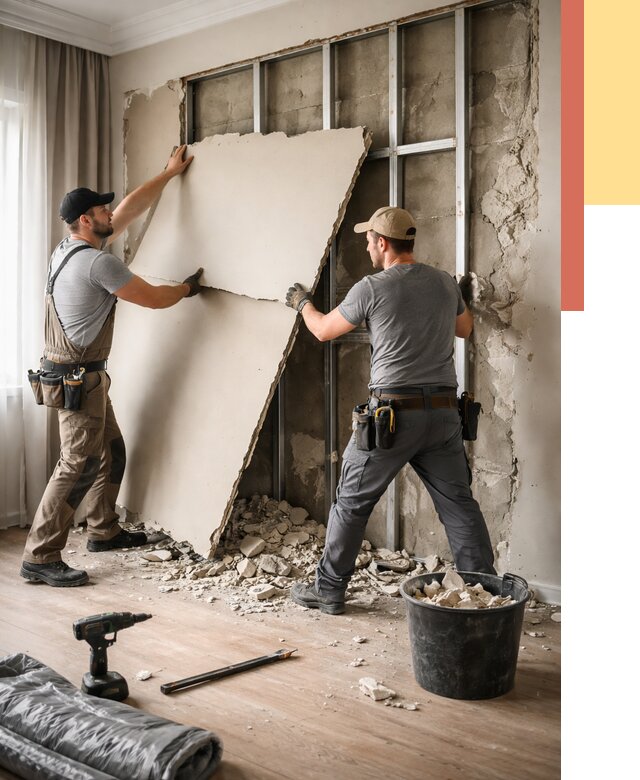 Демонтаж гипсокартона со стен в Партизанске от 376 руб. — услуги демонтажа | ОТДЕЛОЧНИК-Прт