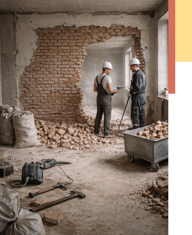 Демонтаж кирпичных стен в Партизанске от 4508 руб. — быстро, недорого, под ключ | ОТДЕЛОЧНИК-Прт