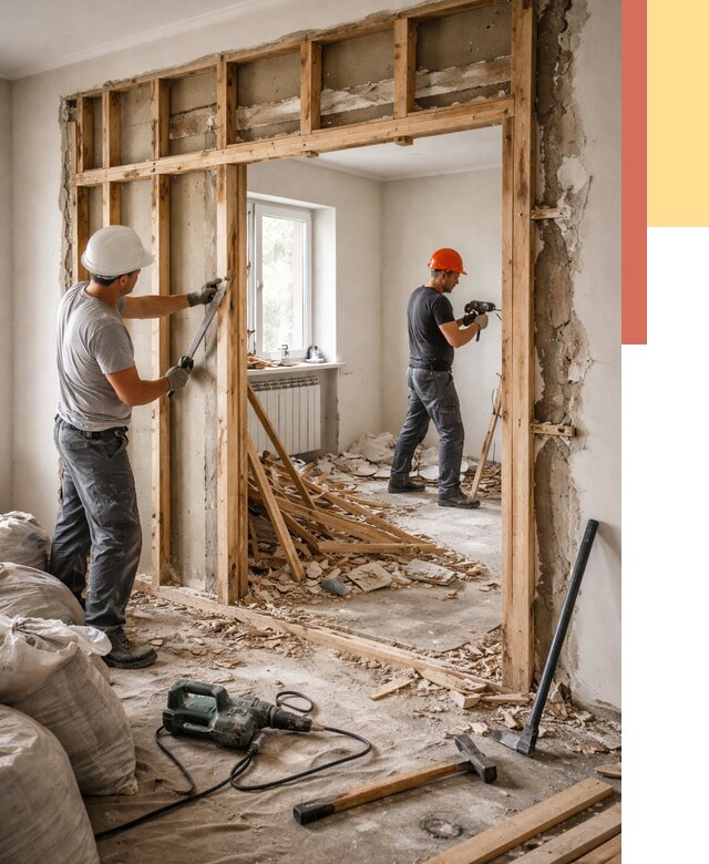 Демонтаж деревянных перегородок в Партизанске от 3435 руб. — быстро и недорого | ОТДЕЛОЧНИК-Прт