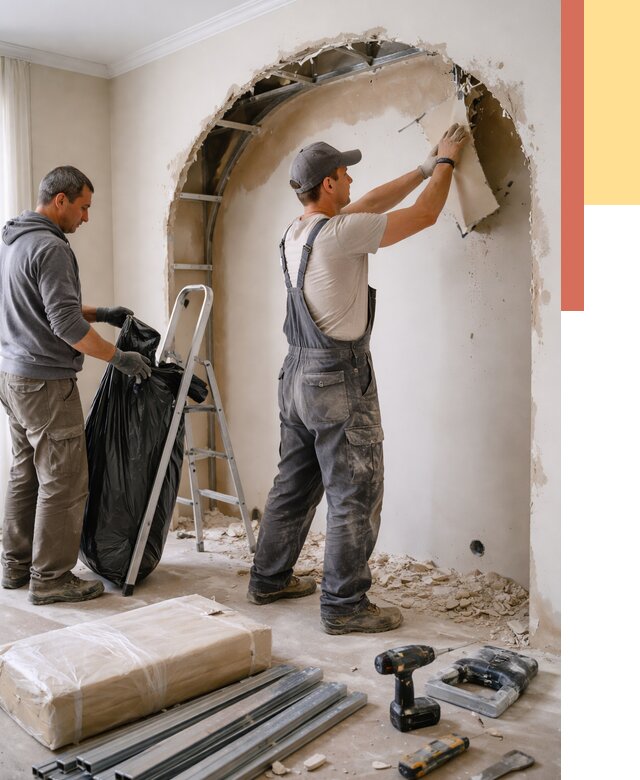 Демонтаж арки из гипсокартона в Партизанске от 3757 руб. — услуги под ключ | ОТДЕЛОЧНИК-Прт