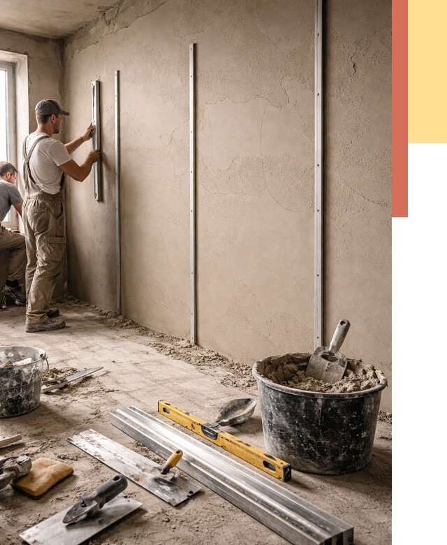 Штукатурка стен по маякам в Партизанске от 5903 руб./м² — выравнивание под ключ | ОТДЕЛОЧНИК-Прт