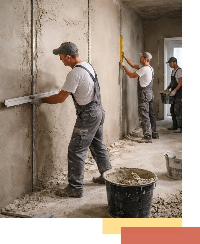 Штукатурка стен по маякам в Партизанске — точная и ровная поверхность