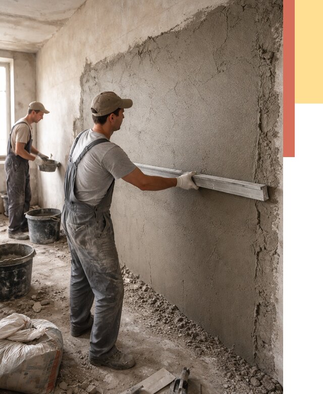 Цементная штукатурка стен в Партизанске от 4830 руб/м2 — быстро и недорого | ОТДЕЛОЧНИК-Прт