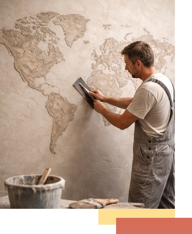 Декоративная штукатурка «Карта мира» под ключ в Партизанске