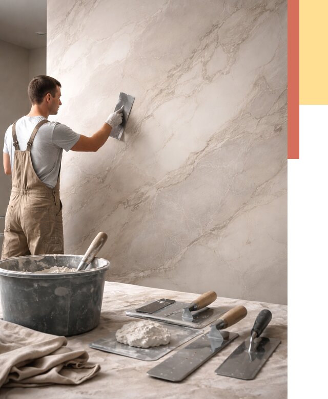 Декоративная штукатурка под мрамор в Партизанске от 3005 руб./м² — быстро и недорого | ОТДЕЛОЧНИК-Прт