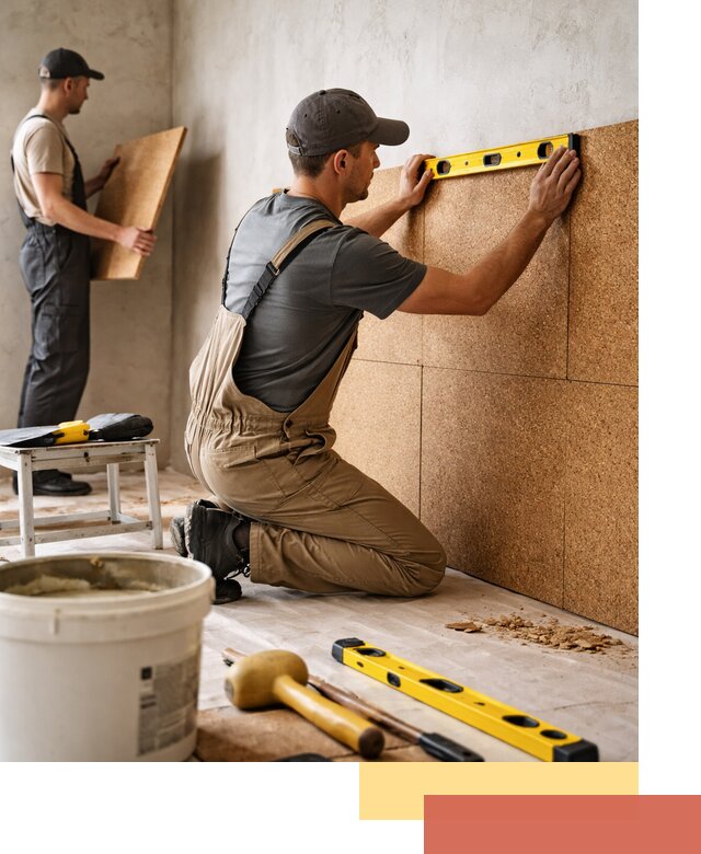 Монтаж пробковых панелей на стены в Партизанске быстро и качественно