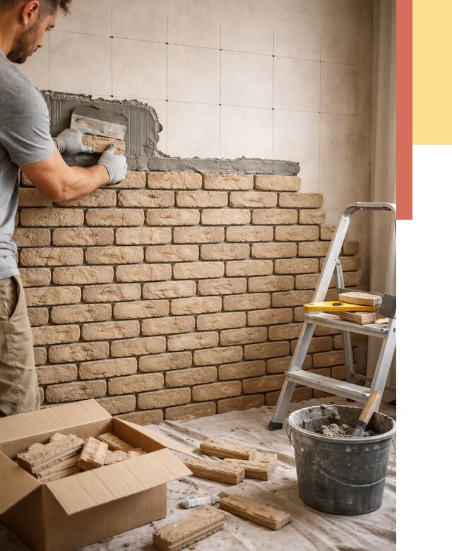 Монтаж декоративного кирпича в Партизанске от 3435 руб./м² — быстро и недорого | ОТДЕЛОЧНИК-Прт