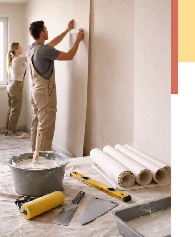 Поклейка бумажных обоев в Партизанске от 5903 руб./м2 — быстро и недорого | ОТДЕЛОЧНИК-Прт