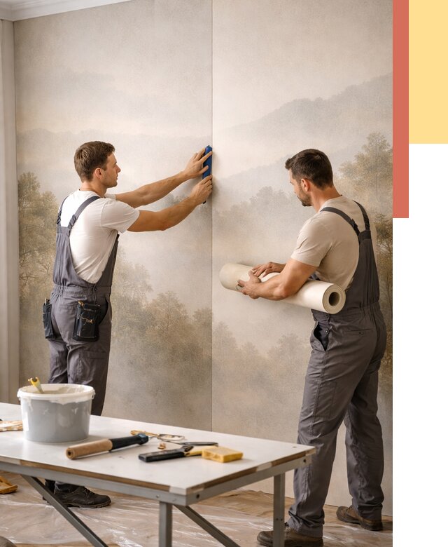 Поклейка фотообоев в Партизанске от 9123 руб/м² — быстро и недорого | ОТДЕЛОЧНИК-Прт