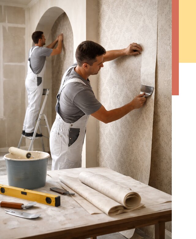 Поклейка обоев на сложные стены в Партизанске от 3005 руб. под ключ | ОТДЕЛОЧНИК-Прт