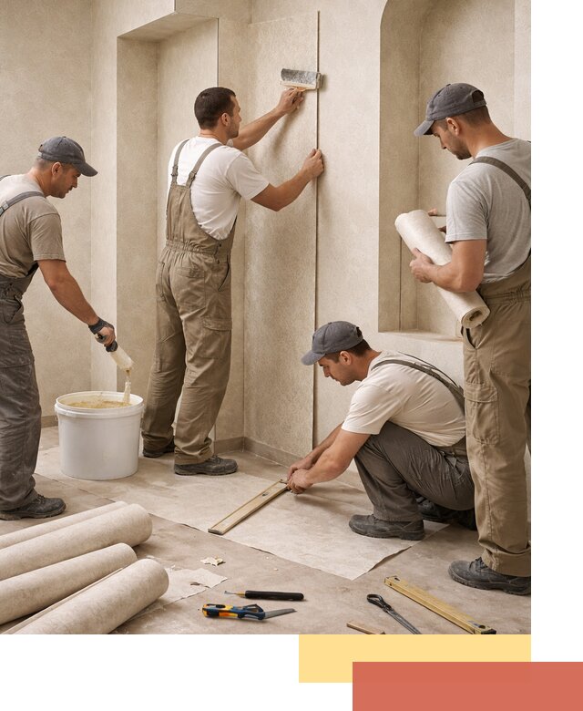 Поклейка обоев на сложные стены и неровные поверхности в Партизанске