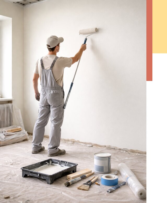 Покраска стен водоэмульсионной краской в Партизанске от 483 руб. за м² | ОТДЕЛОЧНИК-Прт