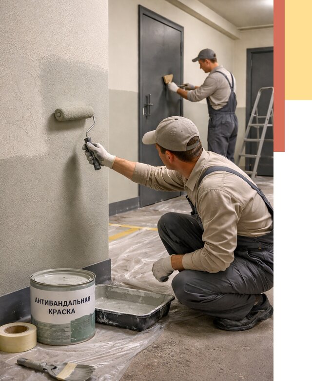 Покраска стен антивандальной краской в Партизанске от 4830 руб./м² под ключ | ОТДЕЛОЧНИК-Прт
