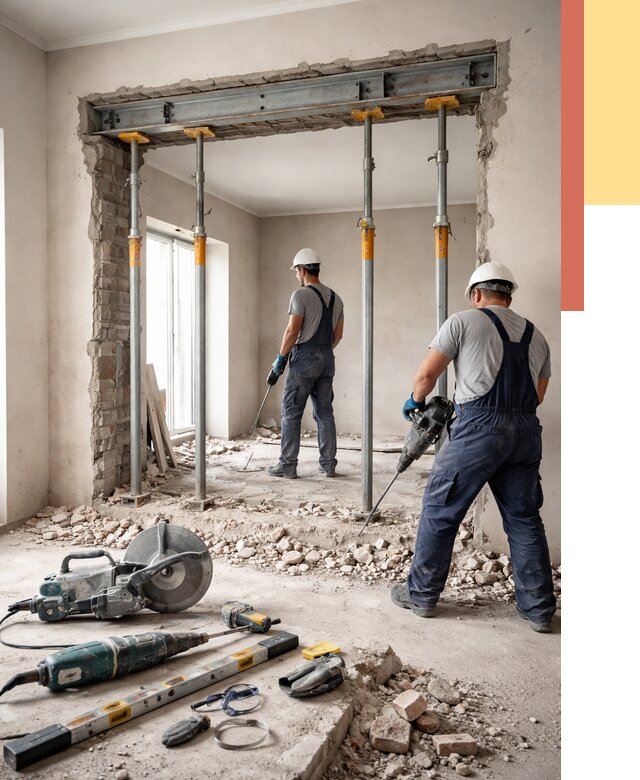 Прорезка проема в стене в Партизанске от 4830 руб. — быстро и недорого | ОТДЕЛОЧНИК-Прт