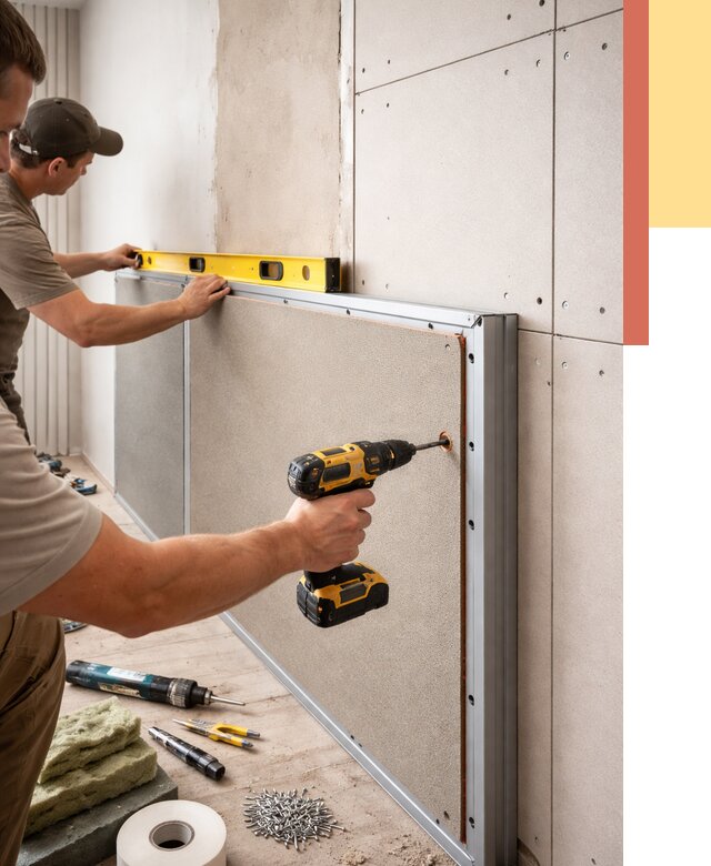 Шумоизоляция стен панелями ЗИПС в Партизанске от 2361 руб./м² под ключ | ОТДЕЛОЧНИК-Прт