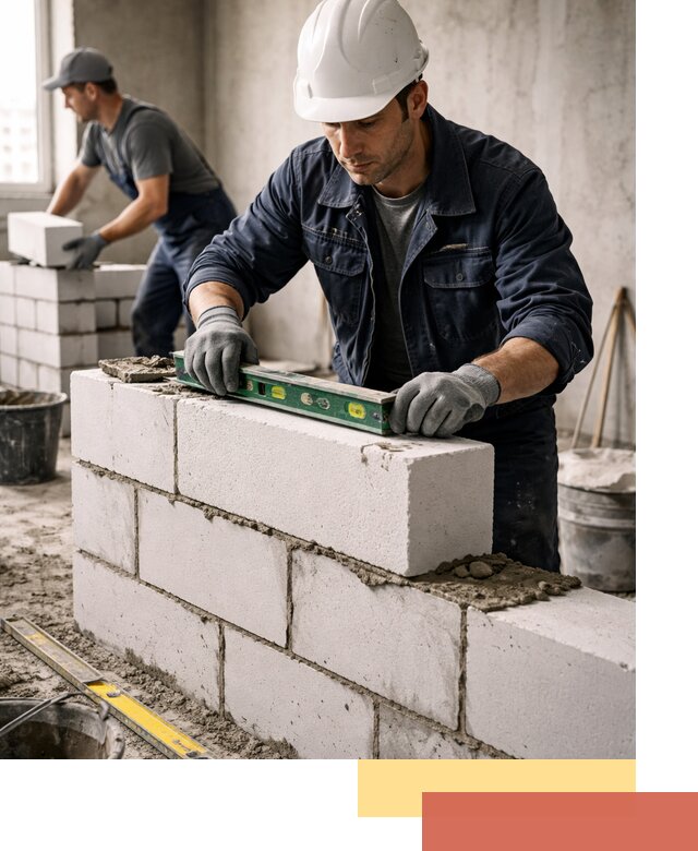 Кладка перегородок из пеноблока под ключ в Партизанске