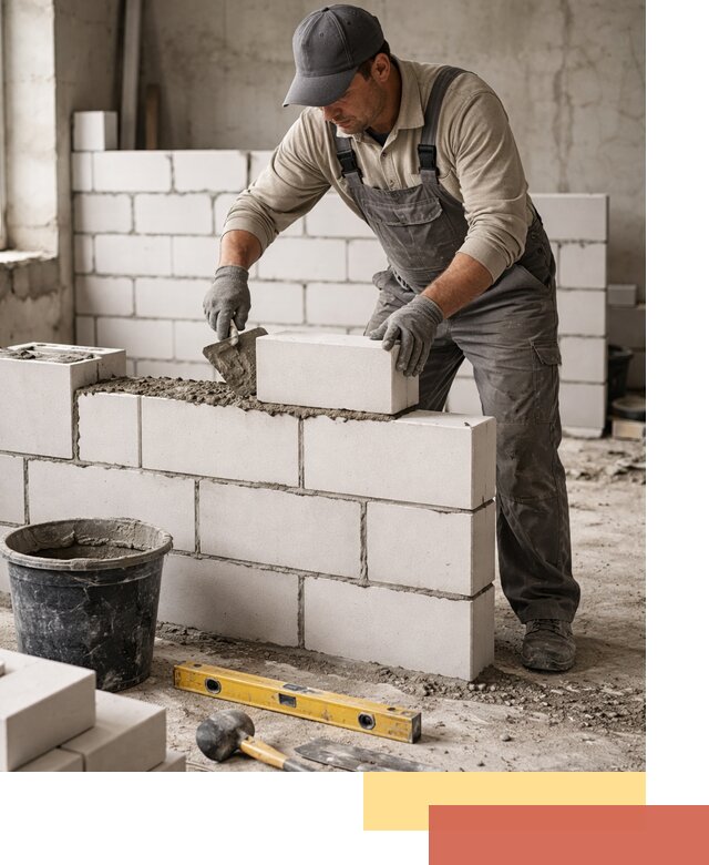 Кладка перегородок из силикатного блока в Партизанске