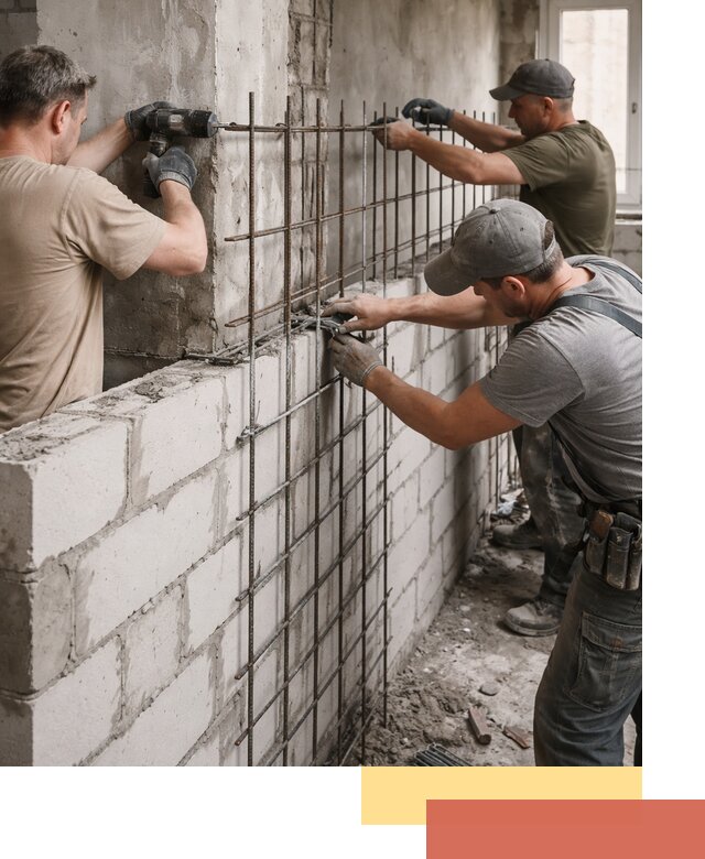 Армирование кладки перегородок в Партизанске профессионально и надёжно