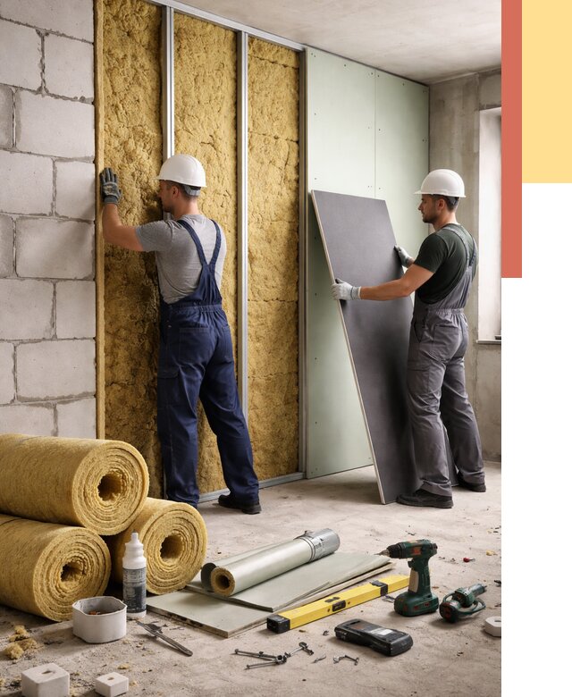 Шумоизоляция перегородок из блоков в Партизанске от 1986 руб./м² — быстро и недорого | ОТДЕЛОЧНИК-Прт