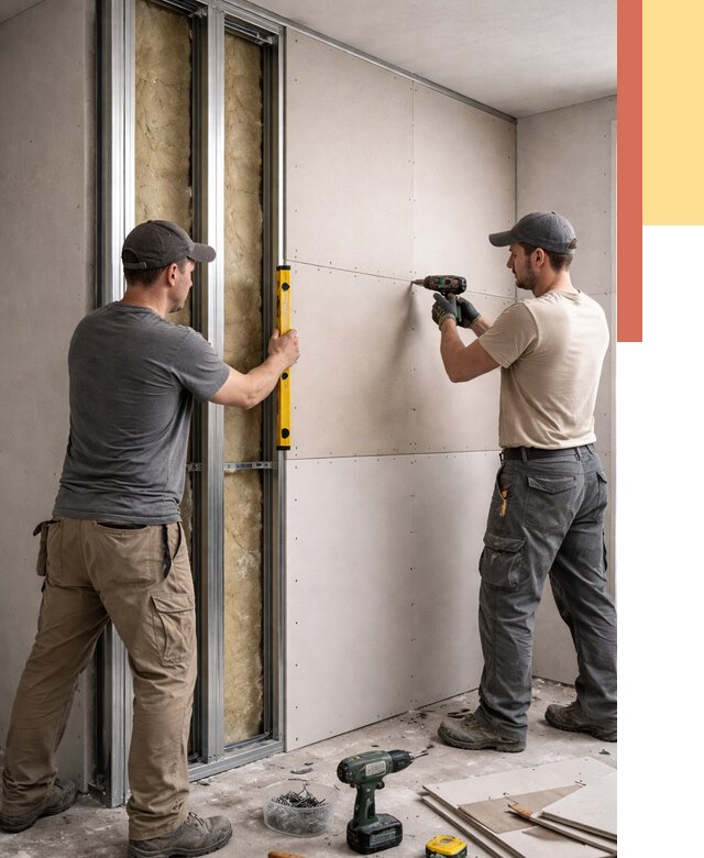 Монтаж двухслойной перегородки из гипсокартона в Партизанске от 1556 руб. | ОТДЕЛОЧНИК-Прт