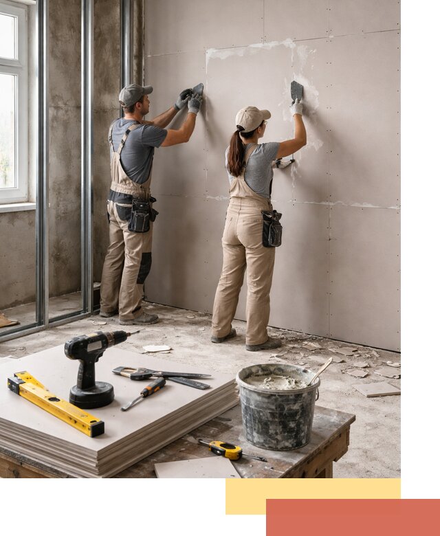 Монтаж двухслойной перегородки из гипсокартона в Партизанске