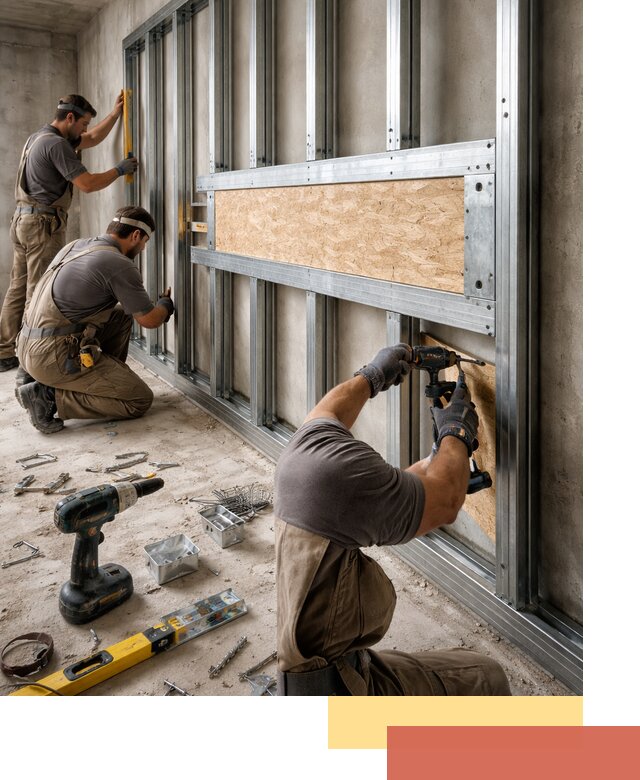 Усиленная перегородка для крепления тяжёлых конструкций в Партизанске