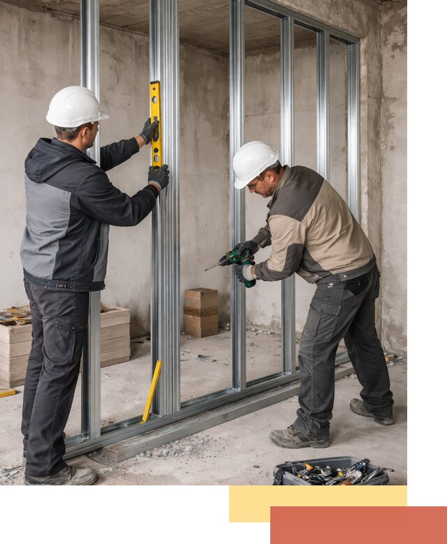 Монтаж каркаса перегородки из профиля в Партизанске