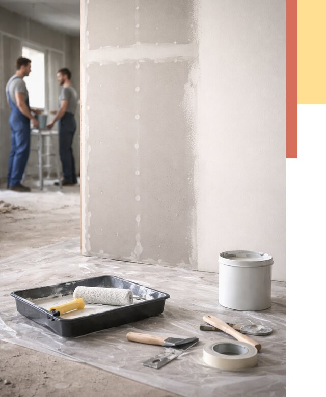 Покраска перегородок из гипсокартона в Партизанске от 4830 руб. под ключ | ОТДЕЛОЧНИК-Прт