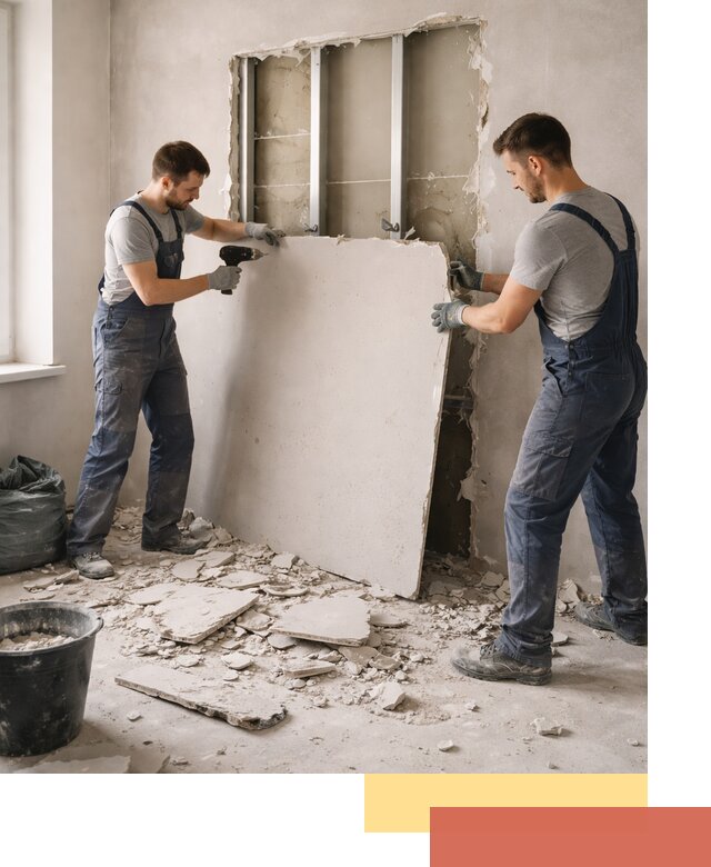 Демонтаж перегородки из гипсокартона в Партизанске быстрый и аккуратный