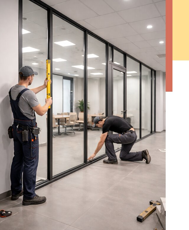 Каркасные стеклянные перегородки в Партизанске под ключ от 9874 руб. | ОТДЕЛОЧНИК-Прт