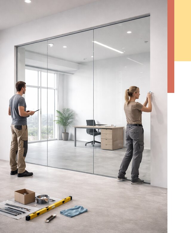 Перегородки из закаленного стекла в Партизанске от 10196 руб. под ключ | ОТДЕЛОЧНИК-Прт