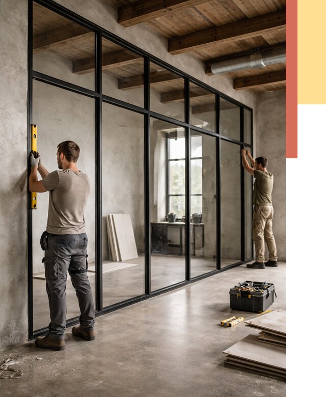 Стеклянные перегородки лофт в Партизанске от 11270 руб. под ключ | ОТДЕЛОЧНИК-Прт