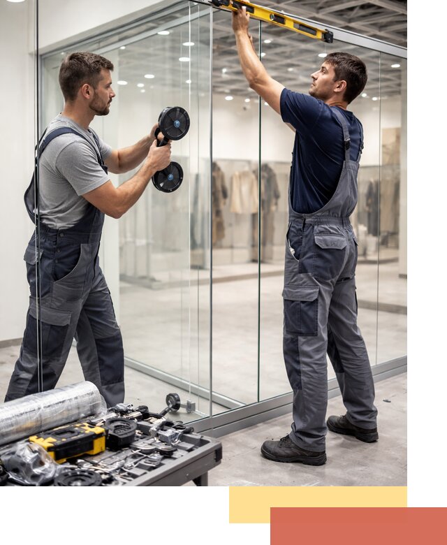 Стеклянные перегородки для магазинов в Партизанске — монтаж и установка