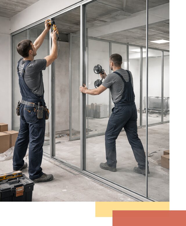 Алюминиевые перегородки со стеклом в Партизанске — изготовление и монтаж