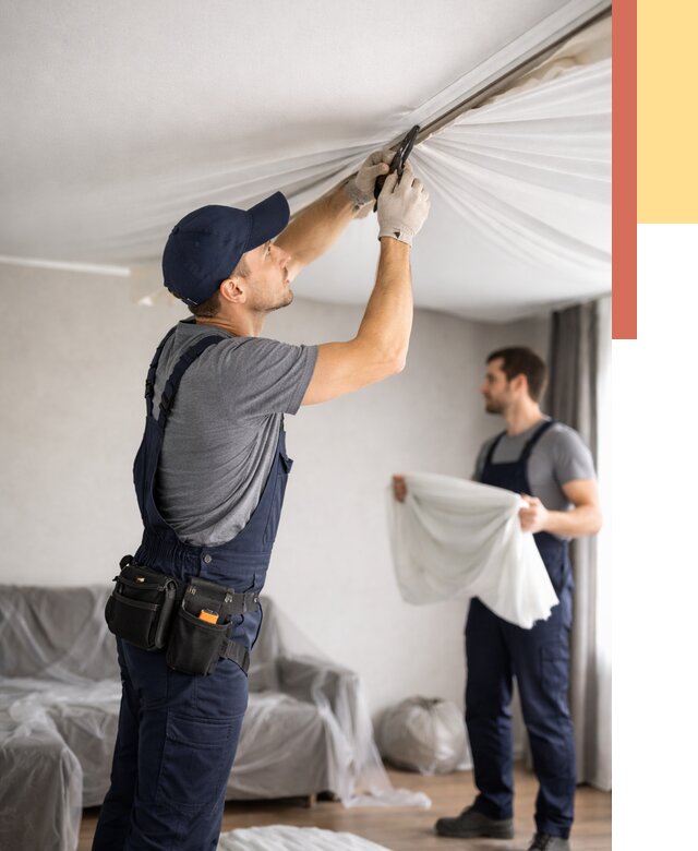 Демонтаж натяжного потолка в Партизанске от 4830 руб. — снятие и разбор под ключ | ОТДЕЛОЧНИК-Прт