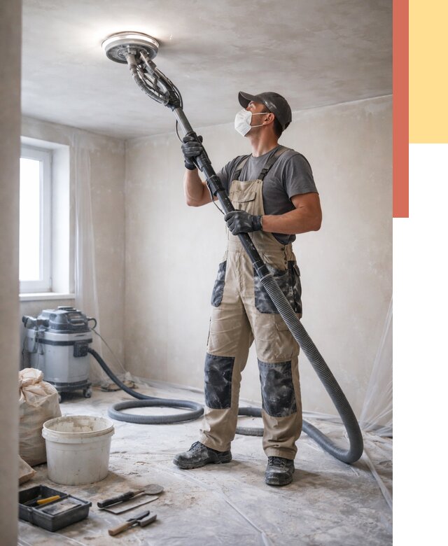 Шлифовка потолка в Партизанске от 3757 руб. — услуги шлифования потолка | ОТДЕЛОЧНИК-Прт