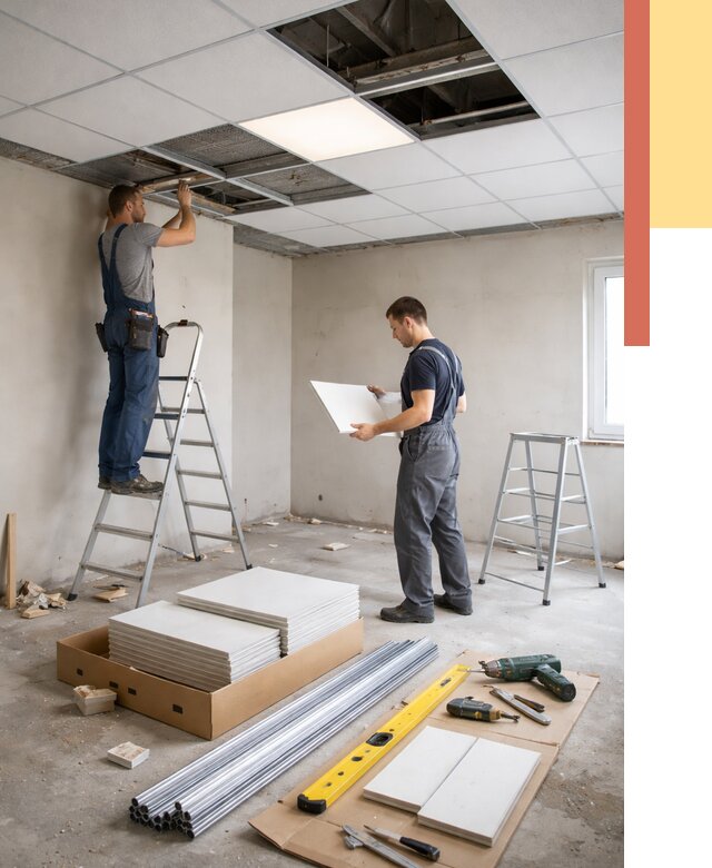 Монтаж потолка армстронг в Партизанске от 4830 руб/м2 — быстрая установка под ключ | ОТДЕЛОЧНИК-Прт