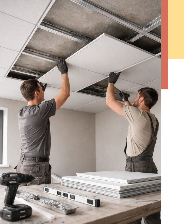 Монтаж кассетного потолка в Партизанске от 4830 руб/м2 — установка и сборка | ОТДЕЛОЧНИК-Прт