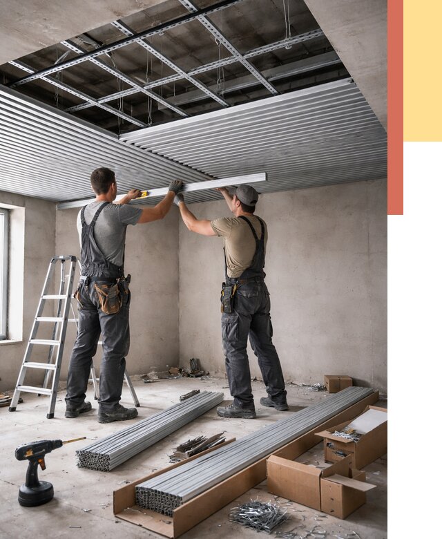 Монтаж реечного потолка в Партизанске от 4830 руб. под ключ | ОТДЕЛОЧНИК-Прт