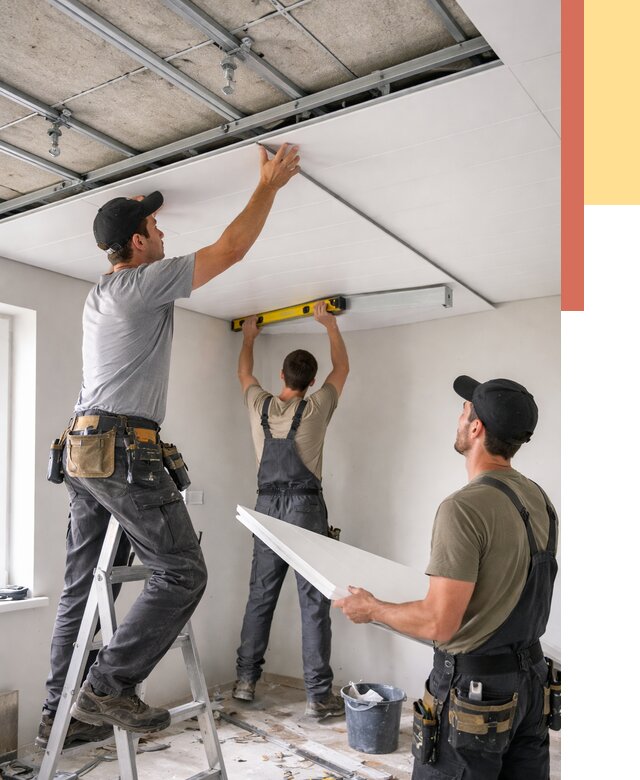 Монтаж потолка из ПВХ панелей в Партизанске от 3757 руб./м2 — быстро и недорого | ОТДЕЛОЧНИК-Прт