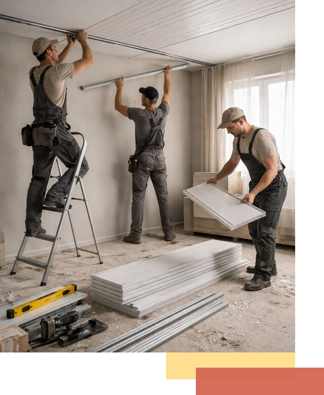 Монтаж потолка из ПВХ панелей в Партизанске оперативно и качественно