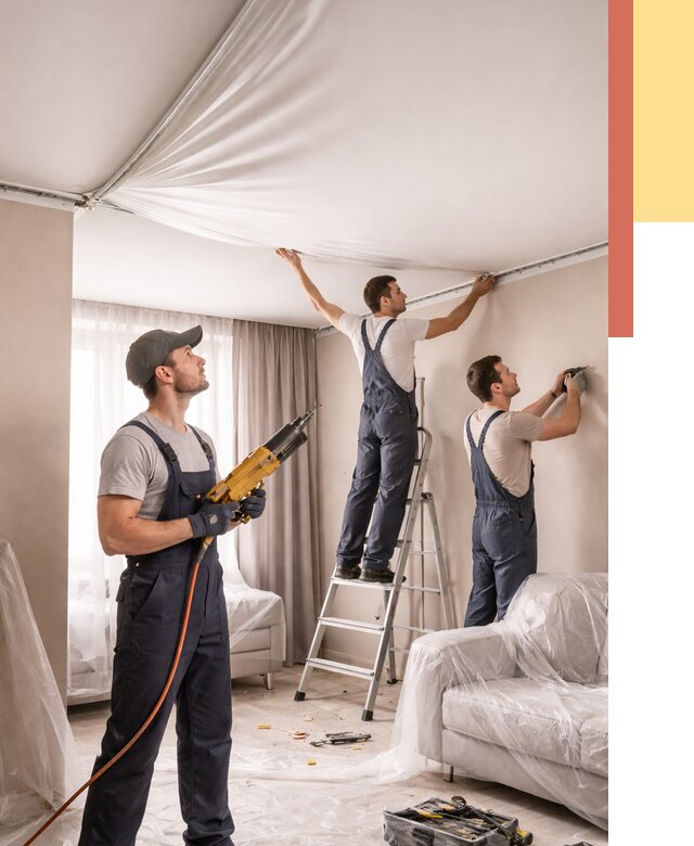 Установка натяжного потолка в Партизанске от 4830 руб. | Быстро и недорого — ОТДЕЛОЧНИК-Прт