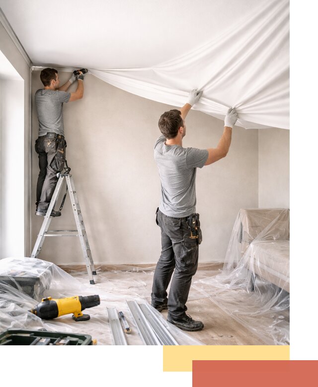 Монтаж тканевого натяжного потолка в Партизанске недорого и быстро