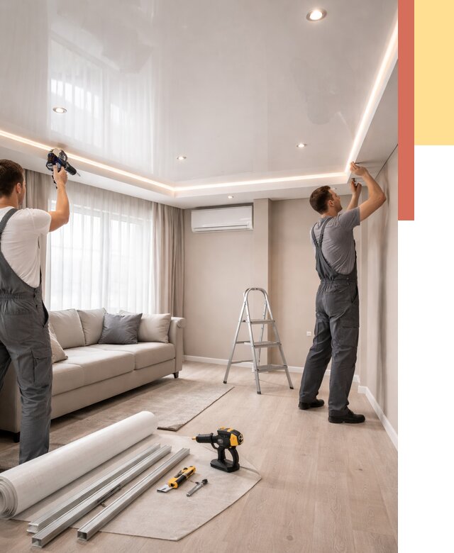 Монтаж глянцевого натяжного потолка в Партизанске от 805 руб. под ключ | ОТДЕЛОЧНИК-Прт