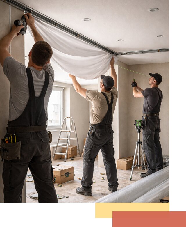 Монтаж парящего натяжного потолка под ключ в Партизанске