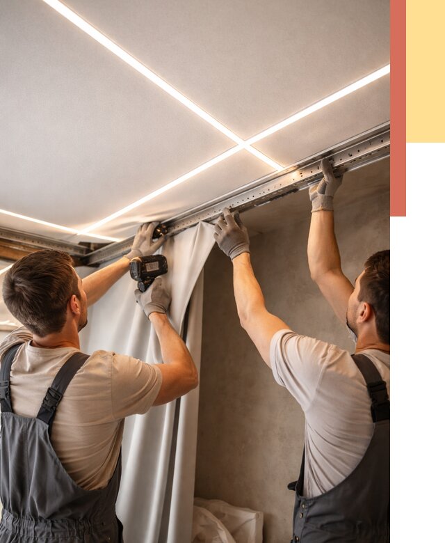 Монтаж натяжного потолка со световыми линиями в Партизанске от 1288 руб. | ОТДЕЛОЧНИК-Прт