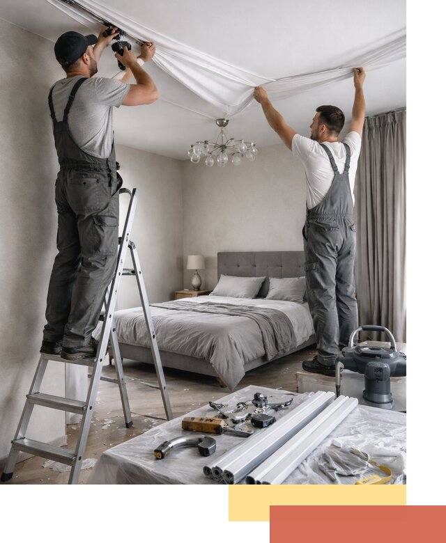 Монтаж натяжного потолка в спальне в Партизанске