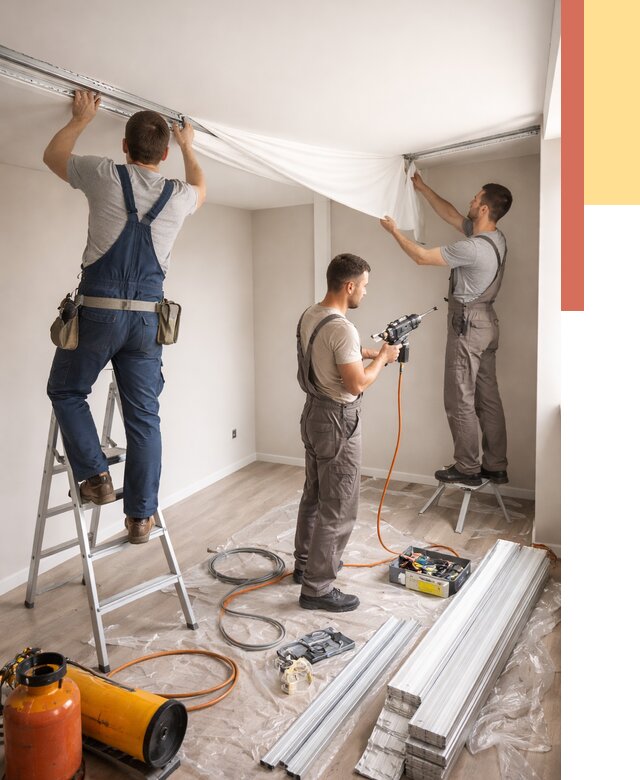 Монтаж натяжного потолка в студии в Партизанске от 5903 руб. — быстро и недорого | ОТДЕЛОЧНИК-Прт